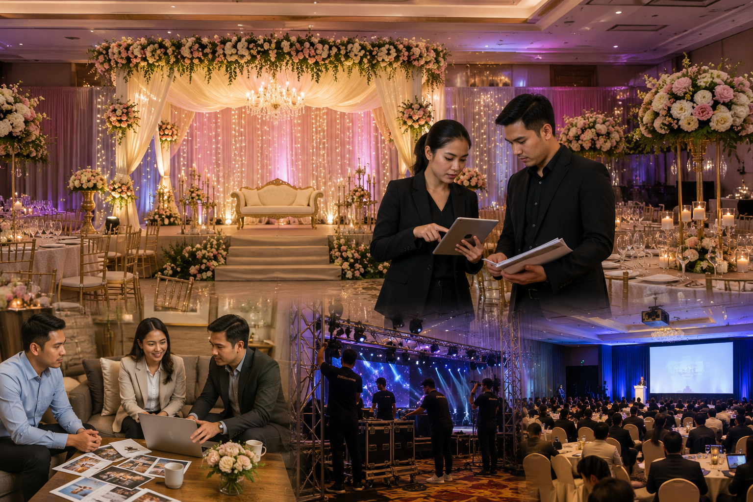 Professional event management team from Concept & Creation planning a wedding and corporate event in Northeast India